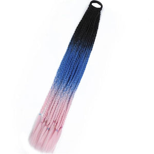 Synthetic Gradient Boxing Braided Ponytail For Girls With Elastic Hair Rubber Bands Hair Accessories Wig Headband Hairpiece