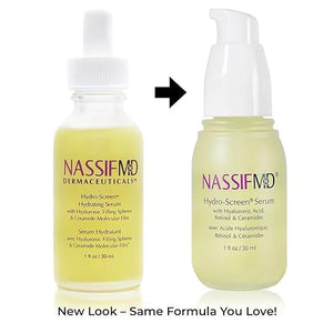 NassifMD Hydro-Screen Hydration Serum | Surgeon-Created Hyaluronic Acid Ceramides &amp Retinol Formula for Plumping Firming &amp Reducing Fine Lines