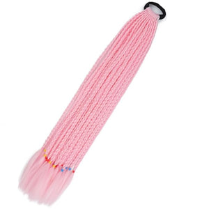 Synthetic Gradient Boxing Braided Ponytail For Girls With Elastic Hair Rubber Bands Hair Accessories Wig Headband Hairpiece