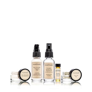 evanhealy Calming Ritual | Blue Skin Care Set | 5 Piece Travel Face Care Kit for Sensitive Skin | Skincare Kit with Facial Mask &amp Gentle Skin Cleanser | Soothe Reactive Skin