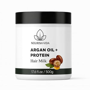 Nourish-Vida Argan Oil + Protein Hair Milk 500g Deep Repair and Hydration for Dry or Damaged Hair Strengthens Strands Restores Shine Lightweight Conditioning for All Hair Types (17.6 oz)