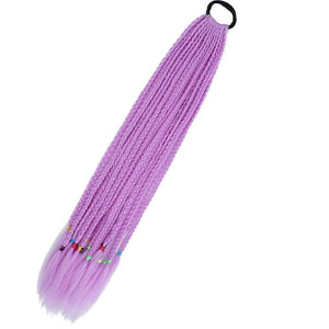 Synthetic Gradient Boxing Braided Ponytail For Girls With Elastic Hair Rubber Bands Hair Accessories Wig Headband Hairpiece