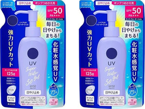 Japanese Sunblock SPF 50/PA+++ Super Water Gel Sunscreen 4.22floz(125g) Refill (Pack of 2)