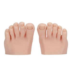1 Pair Silicone Foot Model Nail Art Training Display Fake Half Foot Model Pedicure Practice Silicone Foot Model (Medium Skin Color)