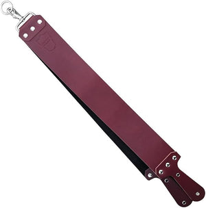 Parker Handmade Latigo Leather Strop for Straight Razor &amp; Knife Sharpening ? USA Made, Paddle Handle w/Brass Chicago Screws, Twin Canvas &amp; Leather Straps (3¡È ¡¿ 27¡È) (RED)