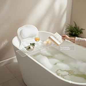 Conscious &amp Classy -Bathtub Tray and Pillow Set | Bath Accessories for Home Spa - Includes Machine Washable Headrest and Expandable Plastic Caddy - Perfect Stress Relief &amp Self Care Gift