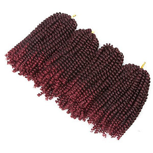 YEBO Spring Twist Hair 4 Packs 8 Inch Spring Twists Crochet Braiding Hair Ombre Colors Synthetic Hair Extensions 30 Strands/Pack, 110g/Pack(TBUG,8Inch)