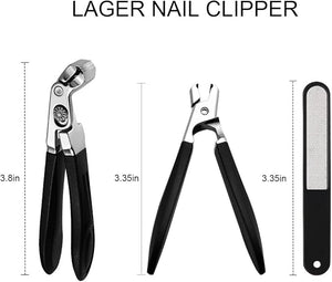 Nail Clippers for Seniors, Wide Jaw Fingernail Clippers and Angled Head Toenail Clippers for Thick Nail, Professional German Nail Clippers for Men, Women &amp; Pregnant (Black 2)