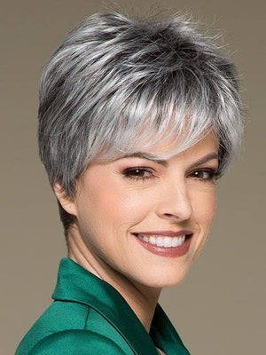 Short Grey Wigs for Women Gray White Pixie Cut Wigs with Dark Root Layered Synthetic Short Hair Wigs Natural Looking