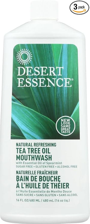 DESERT ESSENCE MOUTHWASH,Tea Tree,Refill, 16 FZ(Pack of 3)