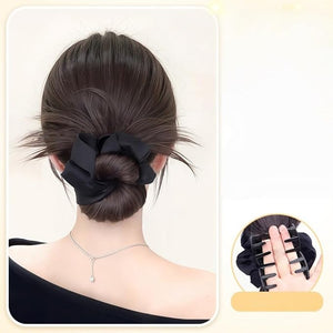 Hair Bun Hairpiece Claw Clip in Bun Chignon Fake Ponytail Hair Extension Wig for Women Daily Party (Brownish Black Color)