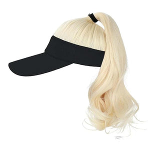 Hat Wig for Women Baseball Cap Wig with Curly Synthetic Hair Extensions Ponytail Cap wig Sun Hat with Hair