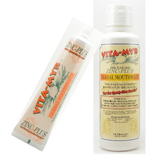 VITA-MYR Value Package 1 ? 1 Tube Original 4 Oz Zinc+ Natural Toothpaste &amp 1-16 Oz Natural Mouthwash. Gluten Free. Vegan No SLS No Sugar Fluoride Alcohol or Saccharin.
