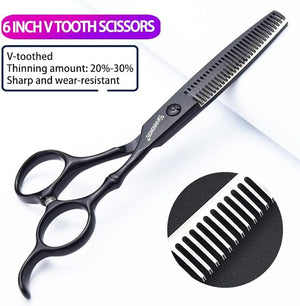 SHARONDS 6/7 Inch Professional 440C Hair Cutting Scissor Salon Hairdressing Thinning Shears Perfect for Barber and Home Use (6 in tooth)