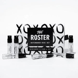 The Roster Fragrances- Matchmaker Mini Set. Six (6) sample bottles of our most popular 2 mL Womens Perfumes. Eau de Parfum Long Lasting Womens Perfume. 6x TSA Approved Travel Perfume Bottles.