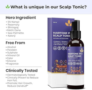 NG Scalp Spray Hairtone PV 1| Natural DHT Blocker &amp Fights Hair Fall | With Rosemary Saw Palmetto Amla Methi | Serum For Men &amp Women | 100 ml