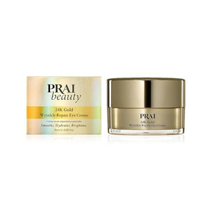 PRAI Beauty 24K Gold Wrinkle Repair Eye Creme - Anti-Aging and Anti-Wrinkle Eye Cream - Infused with Hyaluronic Acid and Real 24K Gold 0.5 Oz