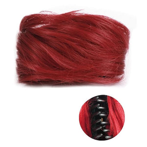 messy bun hair piece 1/2 PCS Accessory Updo Hairpieces For Women Girls Mini Claw Synthetic Curly Wavy Hair Bun Extensions Wig Clip in Messy &amp Cat Ears Short hair buns hair piece ( Color : FB001-10