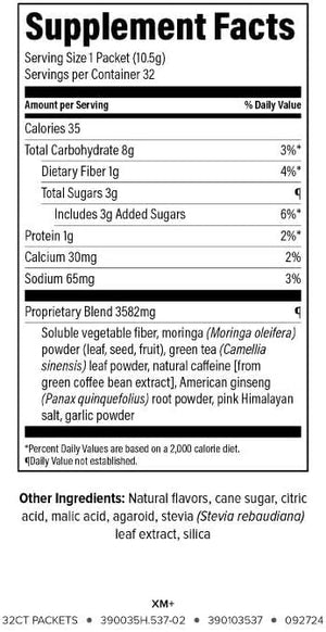 Isagenix XM+ - Natural Energy Support Drink Powder - Infused with Green Tea - Made with Shade-Dried Moringa Leaves - Individual Serving Packets (32 Servings)