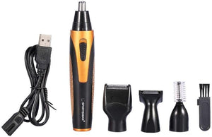 Mens Facial Hair Trimmer Kit 4 IN 1 Rechargeable Nose Hair Stubble Beard Ear Eyebrow Shaver for