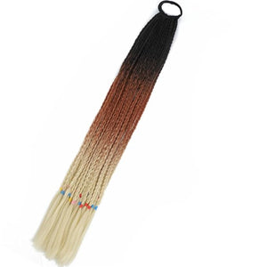 Synthetic Gradient Boxing Braided Ponytail For Girls With Elastic Hair Rubber Bands Hair Accessories Wig Headband Hairpiece