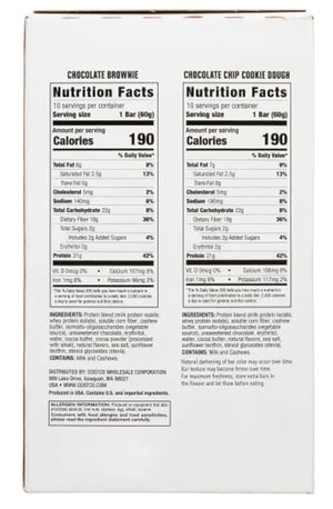 Kirkland Protein Bars ? Variety Pack Chocolate Chip &amp Brownie 2.12 oz 20 Count | Gluten-Free No Artificial Flavors