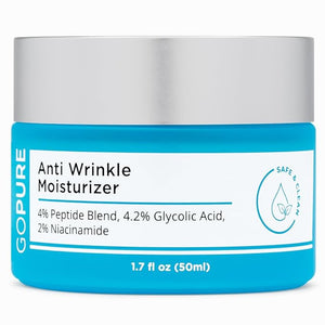 goPure Glyco-Peptide Anti Wrinkle Face Cream - Hyaluronic Acid Moisturizer for Face with Glycolic Acid, Peptides, and Vitamin E - Hydrating Facial Moisturizer with Anti-Aging Formula - 1.7 fl oz