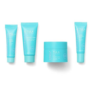 TULA Skin Care Your Best Skin At Every Age Firming &amp Smoothing Discovery Kit - Wrinkle Treatment Face Moisturizer Eye Serum and Overnight Repair Treatment Anti-Aging 4-Piece Kit