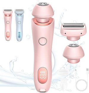 Glide Pro 3.0 Razor for Women, 2025 New 2 in 1 Wet &amp; Dry Waterproof Electric Razors for Women, Womens Razor with Removable Head, Cordless Shaver Razors for Leg Arm Underarm Bikini Area (Pink)