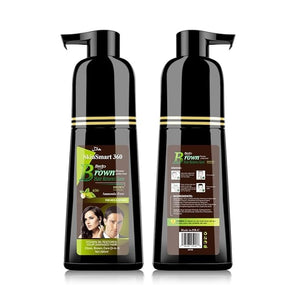 SkinSmart 360¢ç No-Stain Hair Dye Shampoo ? Full Gray Coverage for Men &amp Women 3-in-1 Color + Cleanse + Condition Natural Ingredients Easy No-Mix Formula 200 mL (Dark Brown)