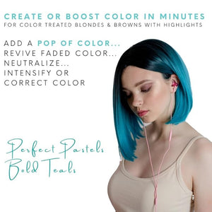 Watercolors by Tressa INTENSE 3-in-1 Color Depositing Shampoo Semi Permanent Hair Color Hair Dye Shampoo for Curly Dry and Normal Hair 8 fl oz - TEAL