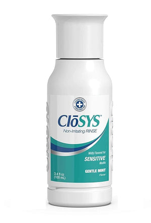 CloSYS Sensitive Mouthwash Pack of 48 Pefect for Dental Offices Gentle Mint Alcohol Free Dye Free pH Balanced Helps Soothe Mouth Sensitivity Fights Bad Breath 3.4oz Mouth Rinse TSA Approved