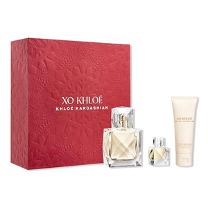 XO KHLOE Holiday Gift Set, Includes XO Khloe Eau de Parfum Spray (3.4 oz), Parfum (0.25 oz), and Hand and Body Cream (1.7 oz)