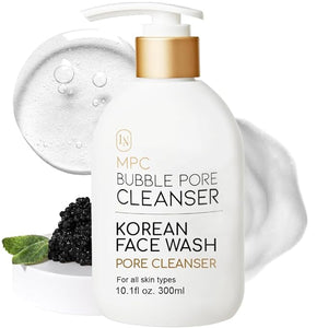 MPC Bubble Pore Cleanser Korean Face Wash Gentle Deep Pore Facial Cleanser with Caviar Blackhead Makeup Remover Pore Minimizer Hydrating Exfoliator Oily Dry Skin 10.1 fl oz