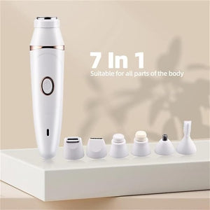 Pluxy Face Epilator - 7 in 1 Women's Facial Hair Remover Instant &amp Painless Beauty Tools Kit for All Skin Types