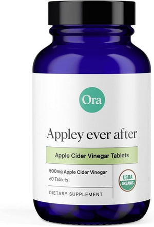 Ora Organic Apple Cider Vinegar Pills - ACV Metabolism Booster Detox Cleanse Weight Management - Organic Apple Flavor 1 Month Supply 60 Vegan Tablets