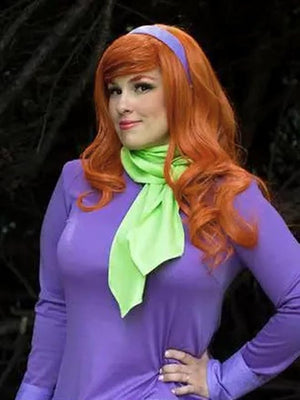 GNIMEGIL Stunning Long Straight Synthetic Wigs For Women In Copper Color Orange Wig With Bangs - Ideal For Daphne Costume Women Style Seekers