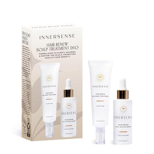 INNERSENSE - Renew Scalp Treatment Duo | Pre-Wash Treatment (2 oz) + Daily Active Serum (1 oz) | Purify Nourish Soothe | For Women &amp Men Non-Toxic Cruelty-Free Clean Haircare