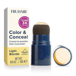 TRUHAIR Jumbo Color &amp Conceal Waterproof Root Touch Up Hair Color for Gray Hair Coverage - Instant Root Cover Up Hair Powder for Women &amp Men - Bald Spot Concealing Hairline Filling (Light Blo