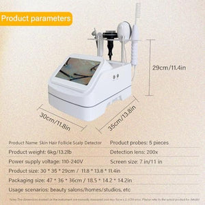 200x HD Scalp Hair Follicle Analyzer - 5-in-1 Scalp Care Device, Freeze Picture Feature, Universal Hair Health Detector for Home &amp; Salon Use, 7-Inch Professional Tool