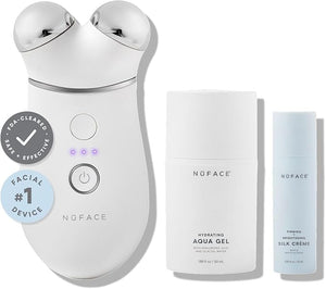NuFACE Trinity+ Microcurrent Facial Device Kit - FDA Cleared Face Sculpting &amp; Neck Tightening Device to Contour Cheeks &amp; Brows + Microcurrent Gel Activator &amp; Silk Creme