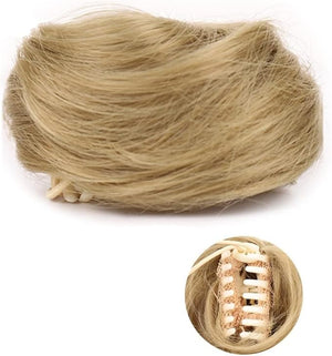 HIHELO 1-Pack Mini Claw Clip Messy Cat Ears Short Synthetic Curly Wavy Bun Extension Wig Claw Clip Women Hair Accessories (Color : 08)