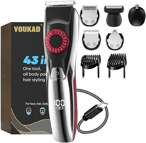 40 Precisions Electric Beard Trimmer for Men Mens Grooming Trimmer for Beard Mustache Face and Ear Hair Multi-Series Clipper Waterproof USB C Charging Soft Pouch (Dark Red)