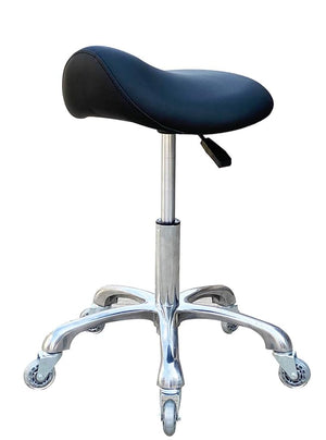 Professional Saddle Stool with Wheels Ergonomic Swivel Rolling Height Adjustable for Clinic Dentist Beauty Salon Tattoo Home Office (Black)