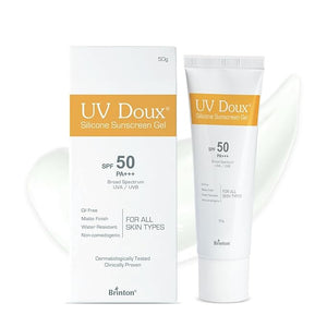 UV-Doux's Sunscreen Gel SPF 50 PA+++, Broad Spectrum UVA UVB Protection, Non-Comedogenic, Water-Resistant, for Oily Acne Sensitive Skin, 50g