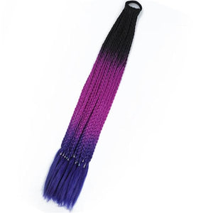 Synthetic Gradient Boxing Braided Ponytail For Girls With Elastic Hair Rubber Bands Hair Accessories Wig Headband Hairpiece