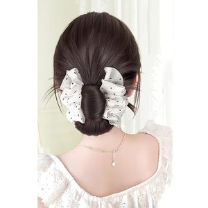 Women Hair Buns Extension Bun Hair Piece Clip in Claw Hair Pieces Synthetic Fiber Bun Wigs for Women (Beige White-Brown Black)