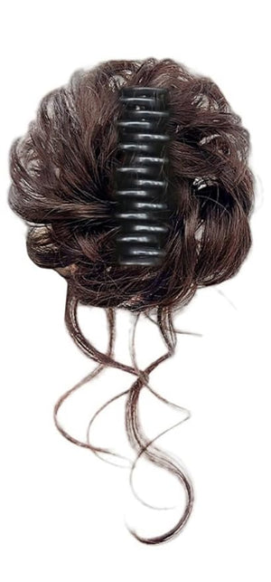 Claw Clip in Bun Chignon Hairpiece Fake Bun Ponytail Hair Extension Wig for Women Daily Costume Party (Dark Brown)