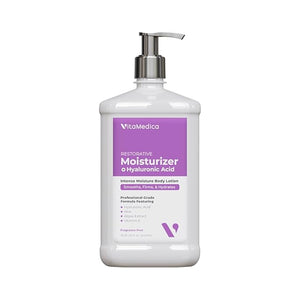 VitaMedica Hyaluronic Acid Body Moisturizer with Algae Aloe + Panthenol - Intense Moisture Hand &amp Body Lotion for Firming Hydrating Anti-Aging - Fragrance Free -18.25 fl oz