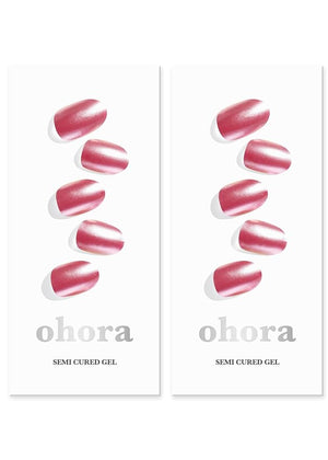 ohora Semi Cured Gel Nail Strips (N Pink Chrome 2 Units) - Works with Any Lamps, Salon-Quality, Long Lasting, Easy to Apply &amp; Remove - Includes 2 Prep Pads, Nail File &amp; Wooden Stick